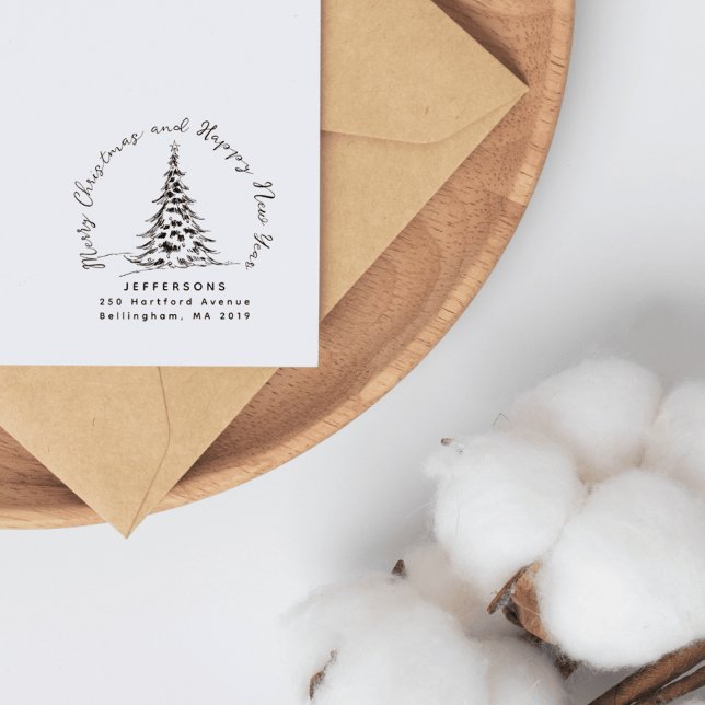 Rücksendeadresse von handgezeichnet Weihnachtskief Gummistempel (Von Creator hochgeladen)