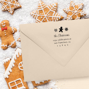 Rücksendeadresse von Lebkuchen und Schneeflocken Permastempel