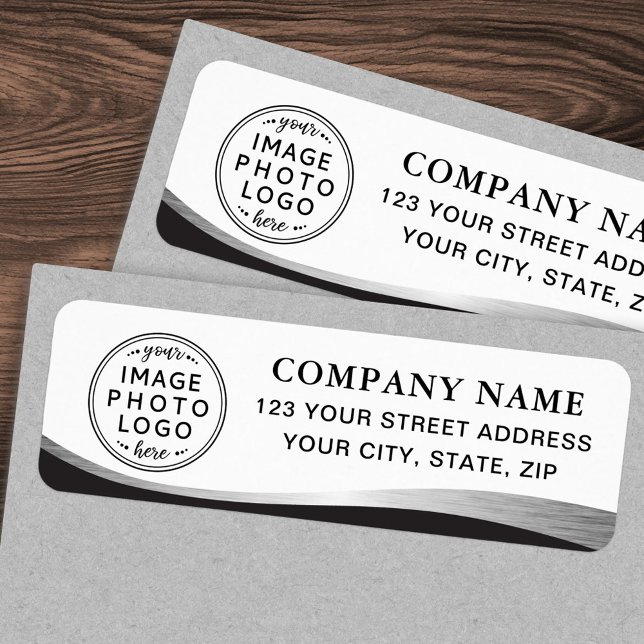 Rücksendeadresse von Logos in Graustufen (Logo silver gray gradient business return address label)