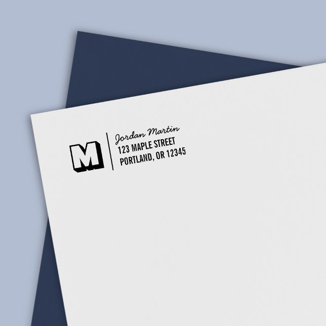 Rücksendeadresse von Monogramm und Skriptnamen Permastempel (Von Creator hochgeladen)