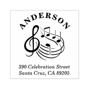 Rücksendeadresse von Musikanmerkungen rund um Fami Gummistempel