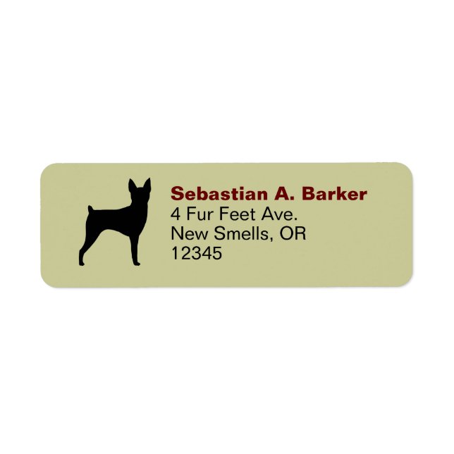 Rücksendeadresse von Toy Fox Terrier Silhouette (Vorne)