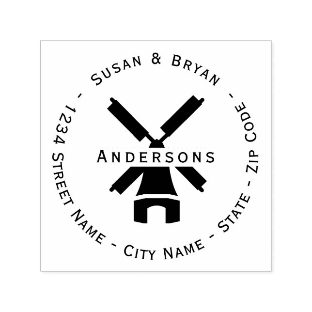 Rücksendeadresse von Windmühlen Selbstfarbige Brie Permastempel (Design)