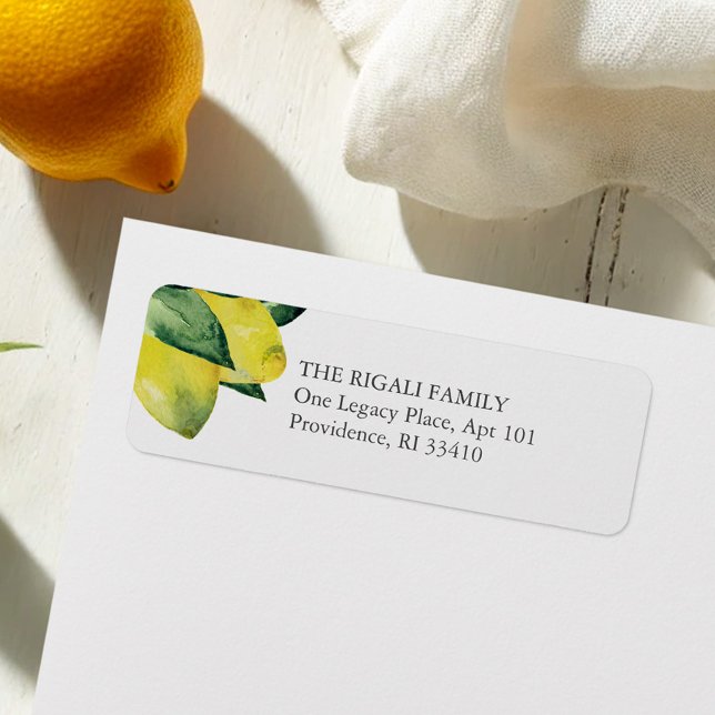 Rücksendeadresse Wasserfarbe (Lemon return address labels watercolor citrus and botanical art by Victoria Grigaliunas DoTellABelle)