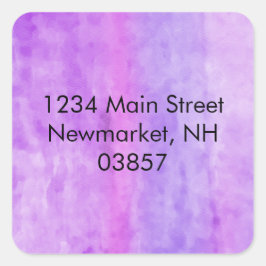 Rücksendeadresse Wasserfarbenstrecken Lila Quadratischer Aufkleber