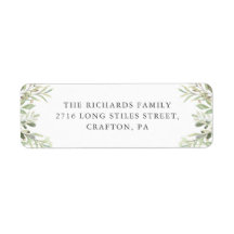 Rücksendeadresse Watercolor Greenerity Foliage