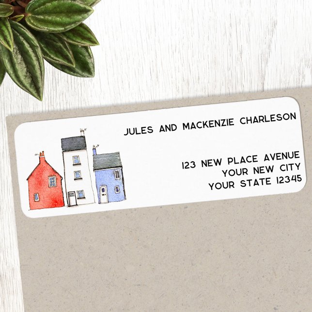 Rücksendeadresse Watercolor House (Watercolor house art personalized return address label new home moving)