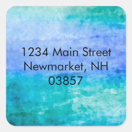 Rücksendeadresse Watercolor Streams Blau Quadratischer Aufkleber