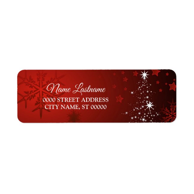 Rücksendeadresse Weihnachten Weißstars Tree Red La (Vorne)