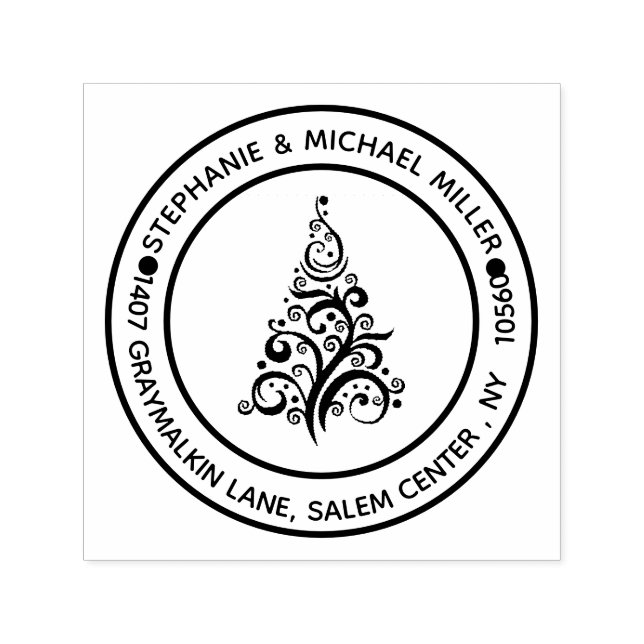 Rücksendeadresse Weihnachtsbaum Moderne Permastempel (Design)