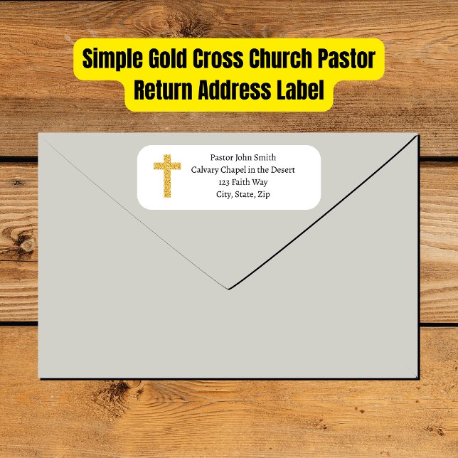 Rücksendeadresse zur einfachen Pfarrkirche (Simple Gold Glitter Cross Church Pastor Return Address Label
)