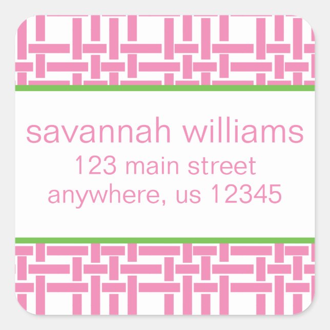 Rücksendeadressen-Aufkleber aus Bambus und Grosgra Quadratischer Aufkleber (Vorderseite)