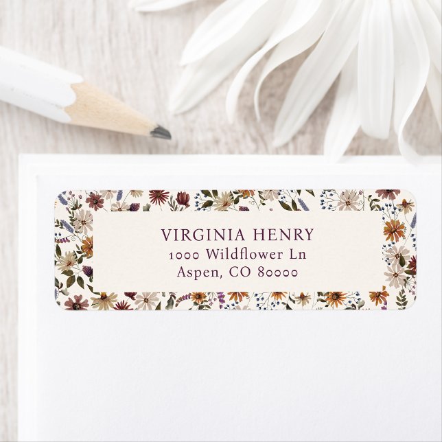 Rücksendeadressen-Aufkleber der Herbst-Wildblume (Fall Wildflower Return Address Labels
)