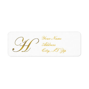 Rücksendeadressen-Aufkleber des Goldmonogramm-H