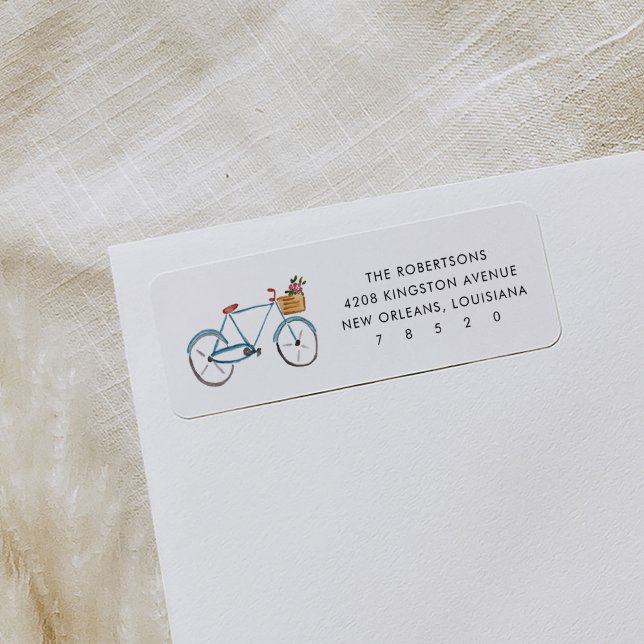 Rücksendeadressen-Aufkleber für die Blumenzustellu (Bicycle illustration return address labels.)