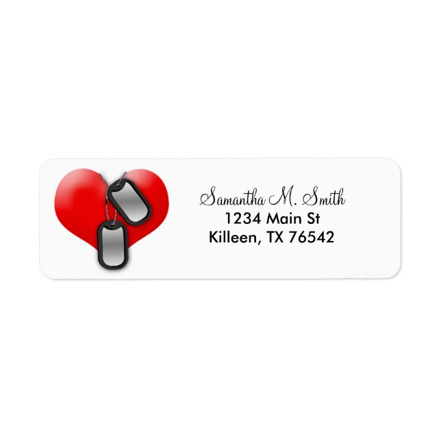 Rücksendeadressen-Aufkleber für Heart und Militärh (Vorne)