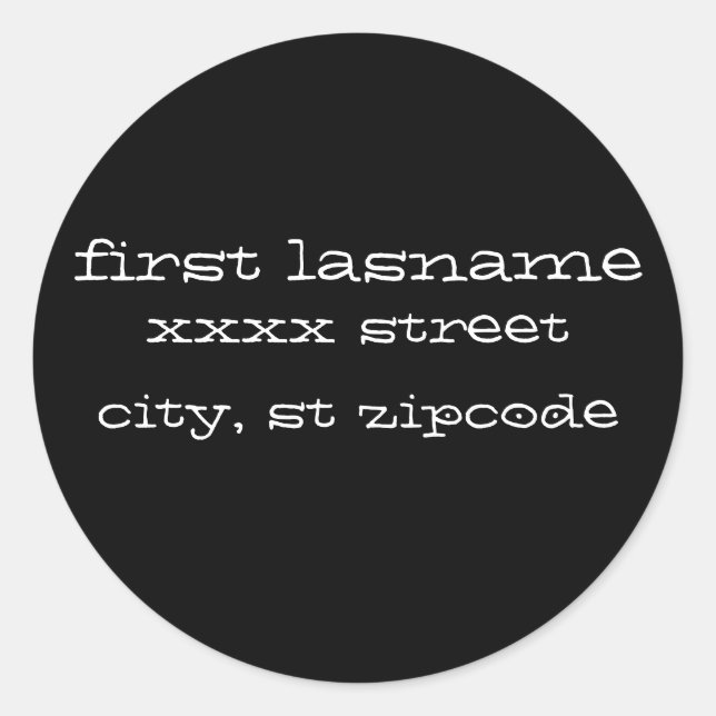 Rücksendeadressen-Aufkleber in Schwarz Runder Aufkleber (Vorderseite)