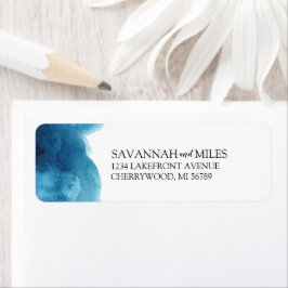 Rücksendeadressen-Aufkleber mit blauem Wash