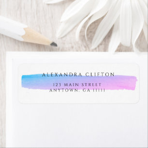 Rücksendeadressen-Aufkleber mit blaurosa Wasserfar