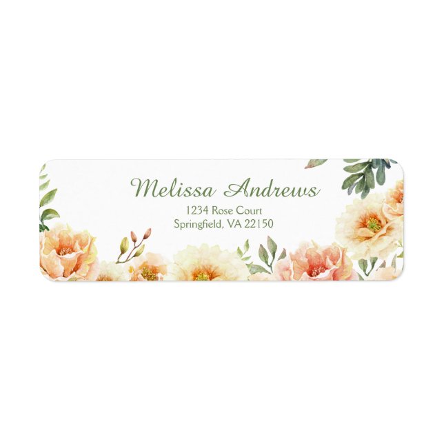 Rücksendeadressen-Aufkleber mit Blumenwasser (Vorne)
