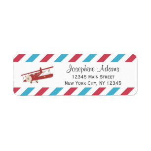 Rücksendeadressen-Aufkleber mit rotem Flugzeug