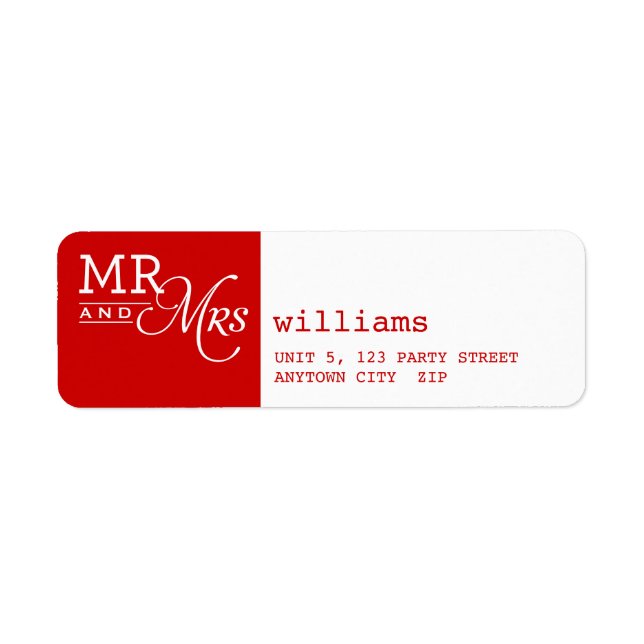 RÜCKSENDEADRESSEN-AUFKLEBER mr & mrs typografisch  (Vorne)