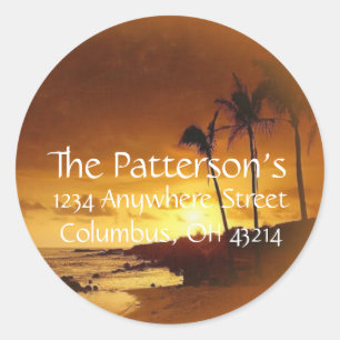 Rücksendeadressen-Aufkleber: Sunset Tropics/Tropic Runder Aufkleber