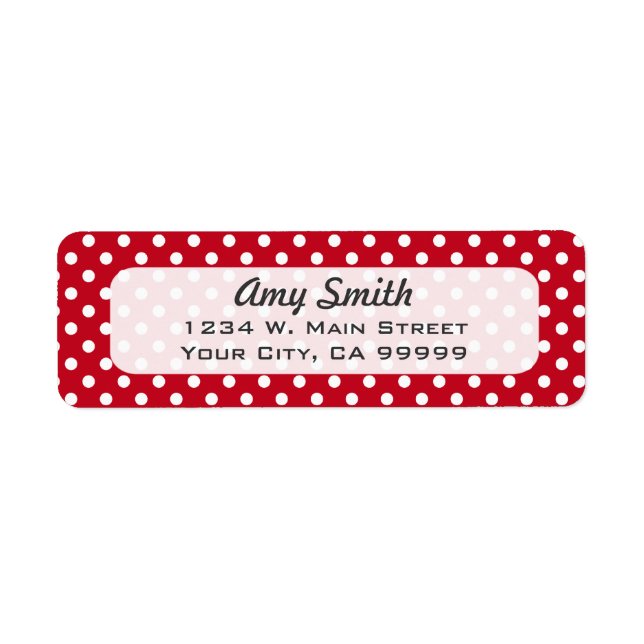 Rücksendeadressen-Aufkleber von Rot- und Weißpolka (Vorne)
