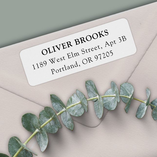 Rücksendeadressetikett Minimal Einfach Elegant Wei (Return Address Label Minimal Simple Elegant White)