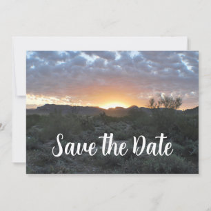 Rücksendeetikett mit Wüstenhintergrund Save The Date
