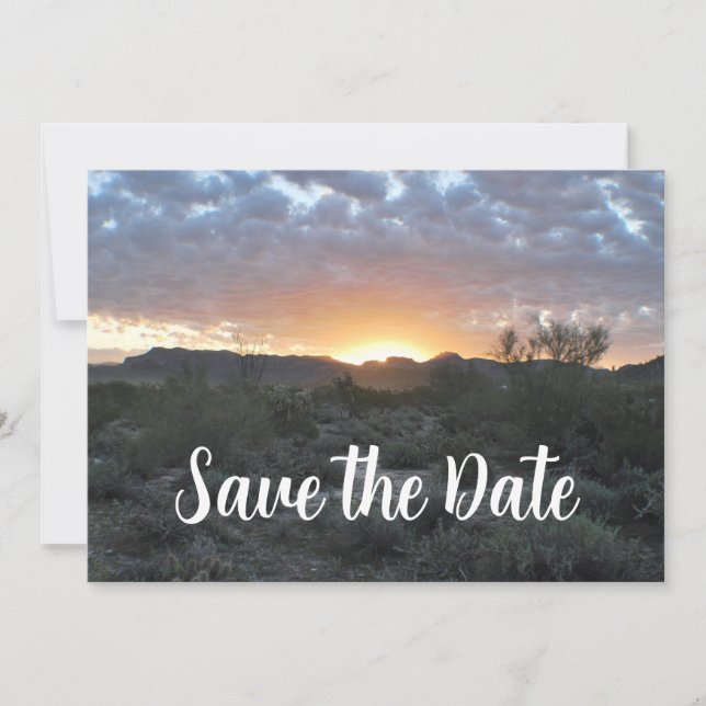 Rücksendeetikett mit Wüstenhintergrund Save The Date (Vorderseite)