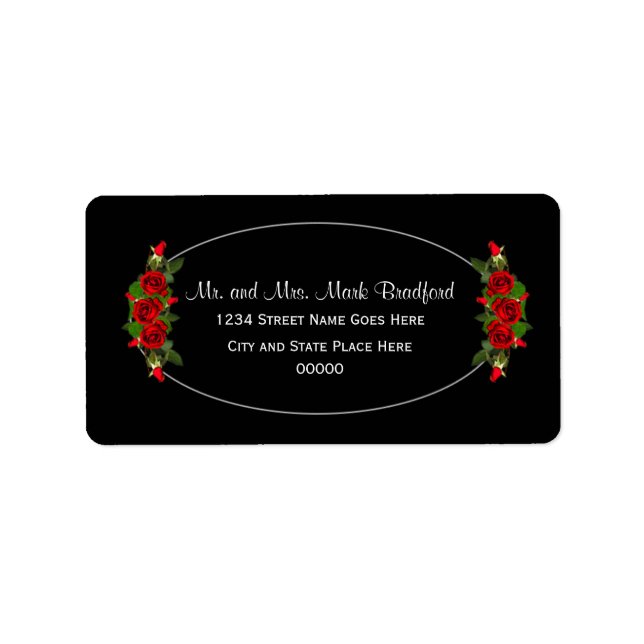 Rücksendemarken, breite, Rote Rose-Hochzeitssammlu Adressaufkleber (Vorne)