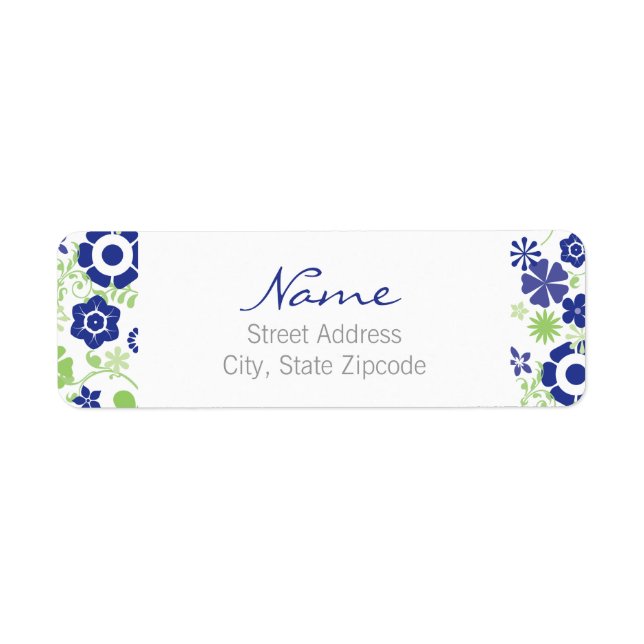 Rücksendesiegel für blaue und grüne Blumen (Vorne)