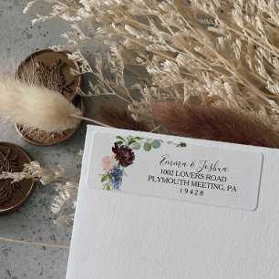 Rücksendesiegel für Burgund Floral und Grünpflanze