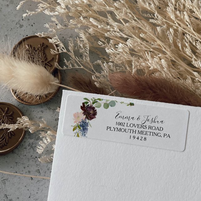 Rücksendesiegel für Burgund Floral und Grünpflanze (Von Creator hochgeladen)