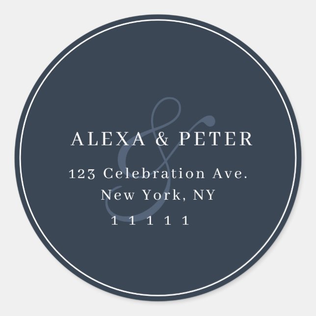 Rücksendesiegel für Marineampersand Runder Aufkleber (Vorderseite)