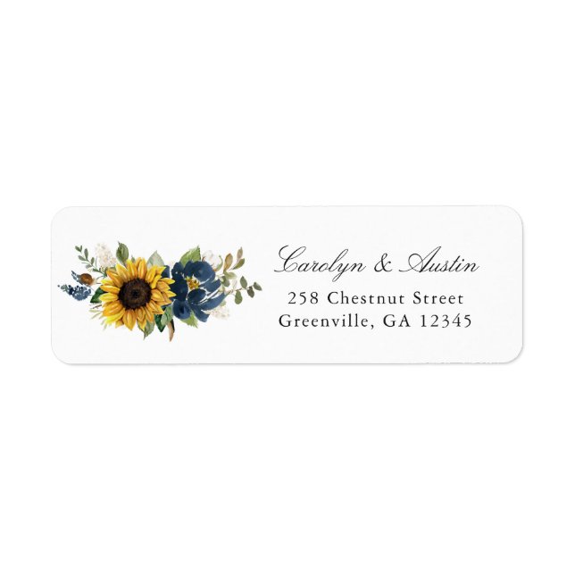 Rücksendesiegel für Sonnenblumen Navy Blue Floral (Vorne)