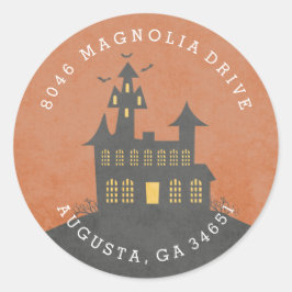 Rücksendesiegel Spuk House Halloween Runder Aufkleber