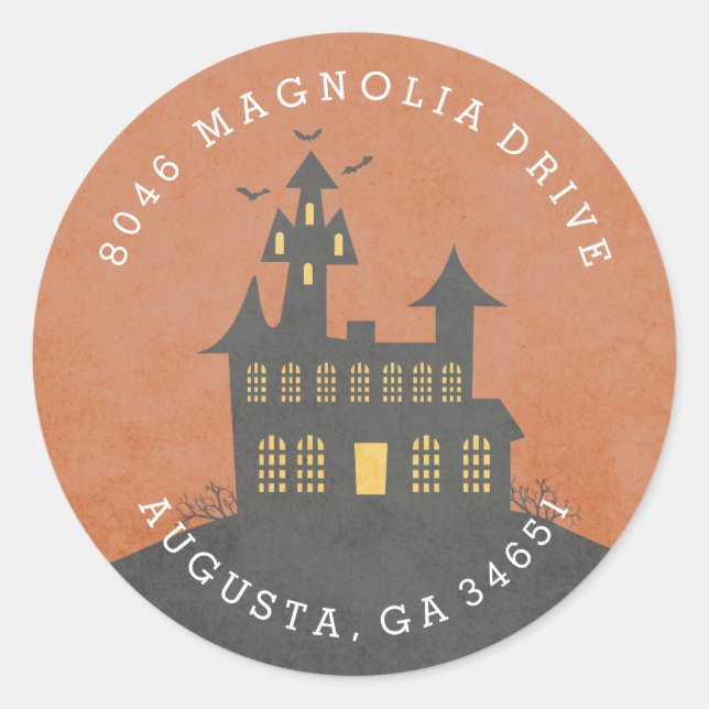 Rücksendesiegel Spuk House Halloween Runder Aufkleber (Vorderseite)