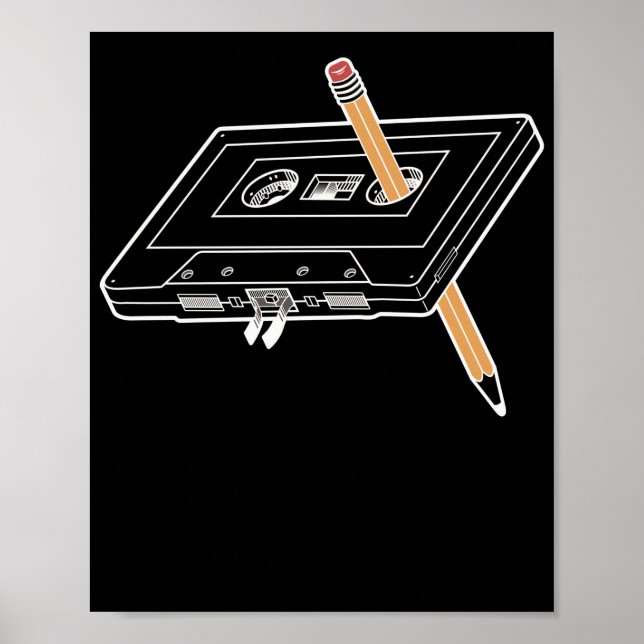Rückspulen des Cassette Pencil 90er-Spaßes Poster (Vorne)