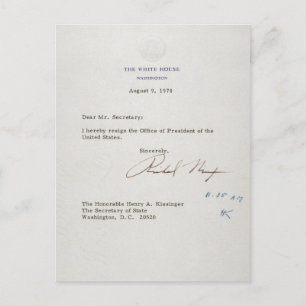Rücktrittsschreiben von Richard M. Nixon 1974 Postkarte