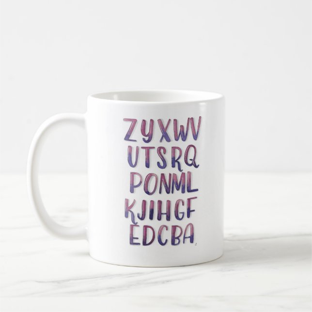 Rückwärts Aquarell-Alphabet Kaffeetasse (Links)