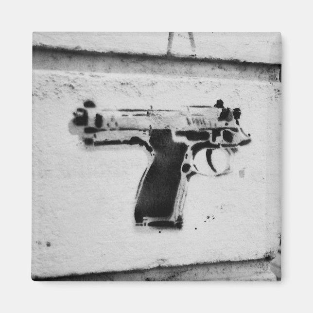 rückwärts-gun-Schablone Graffiti Art Kühlschrankma Magnet (Vorne)