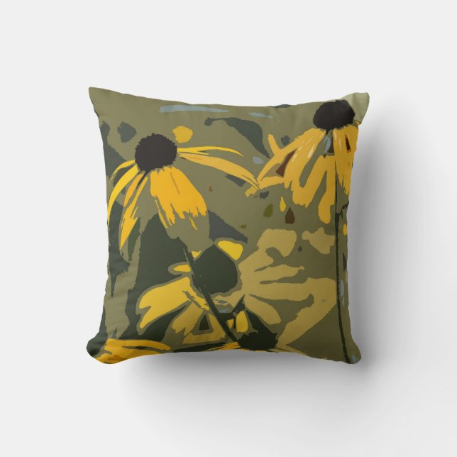 Rudbeckia Floral Abstract Design Throw Kissen (Vorderseite)
