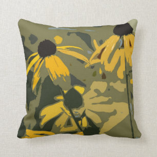 Rudbeckia Floral Abstract Design Throw Kissen