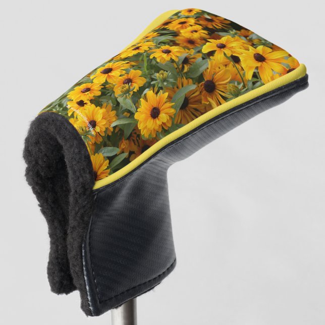Rudbeckias / Ein Bett von Schwarz-Mit Augen Susans Golf Headcover (3/4 Vorderseite)