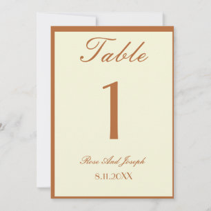 Ruddy Brown Old Money Hochzeit Tischnummer