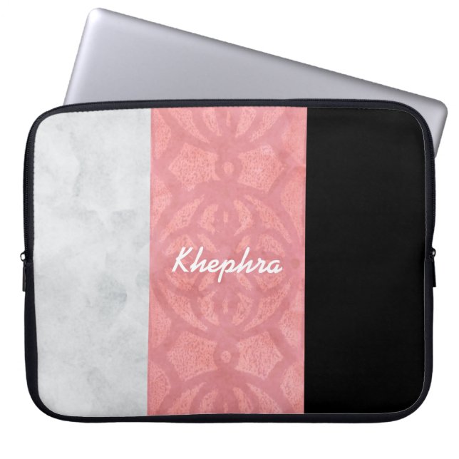 Ruddy Pink Batik Grau Wasserfarbe und Name Laptopschutzhülle (Vorderseite)