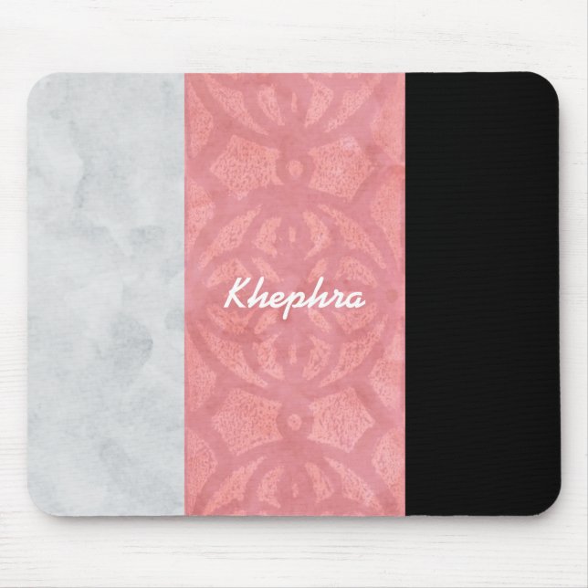 Ruddy Pink Batik Grau Wasserfarbe und Name Mousepad (Vorne)
