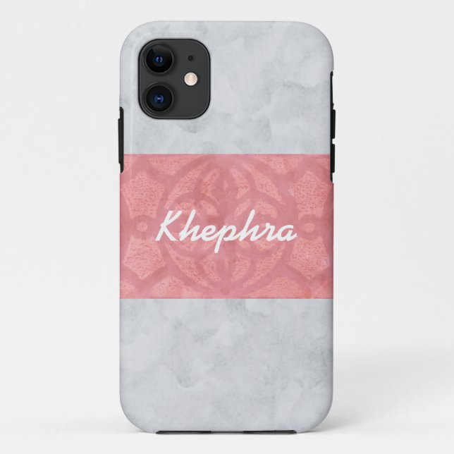 Ruddy Pink Batik Gray Name Case-Mate iPhone Hülle (Rückseite)
